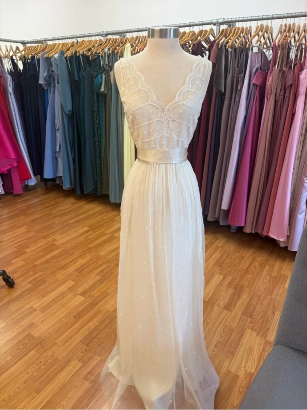 Saja Ivory Beaded Lace Silk Bridal Dress